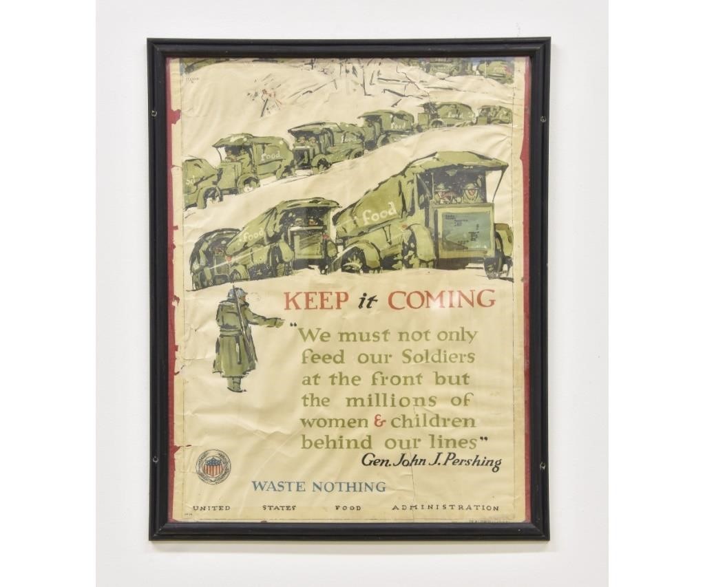 Appraisal: World War I poster titled Keep it Coming with a