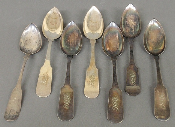 Appraisal: - Group of coin silver tablespoons TI by F Francis