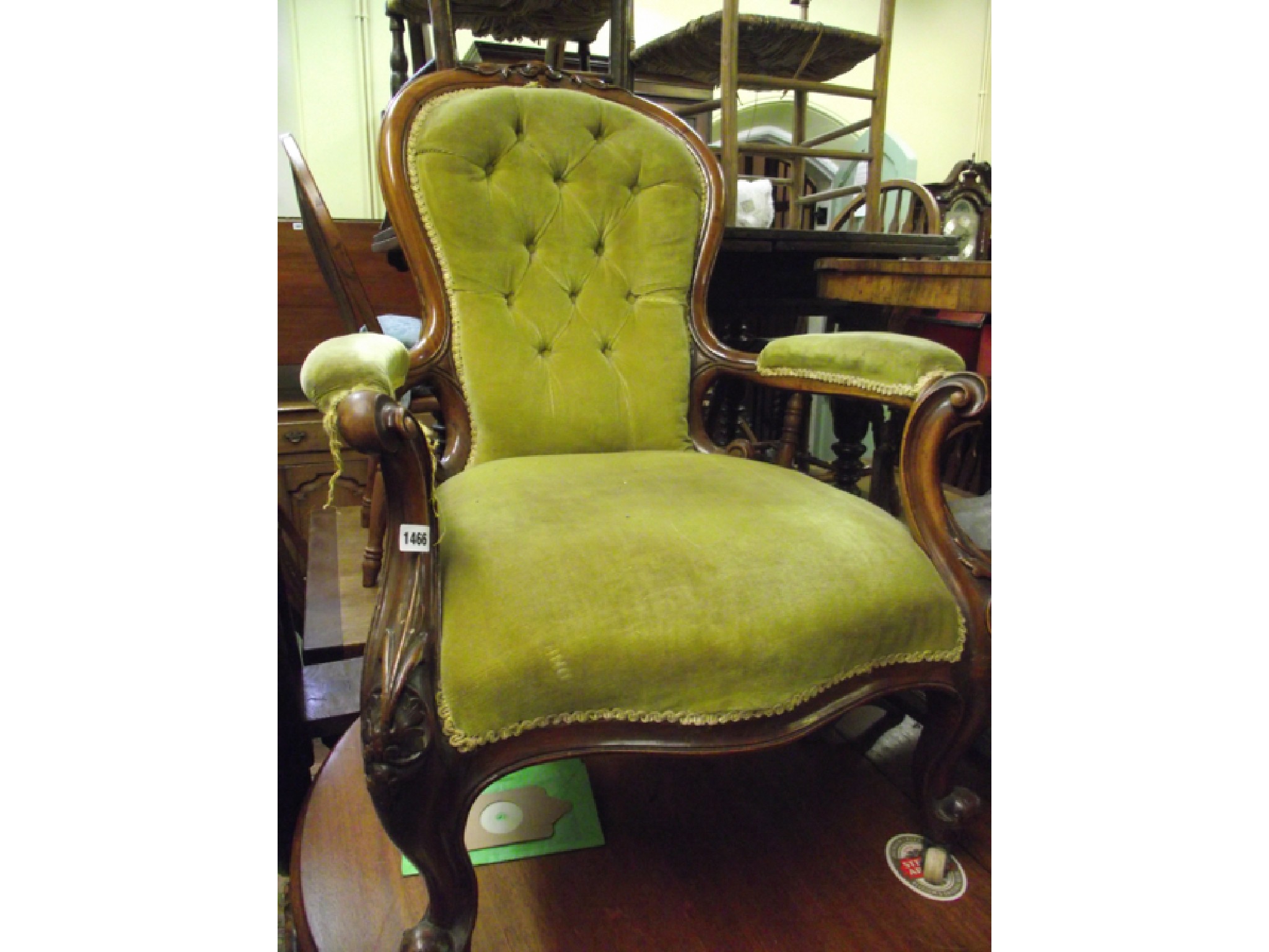 Appraisal: A Victorian walnut drawing room chair with carved and moulded