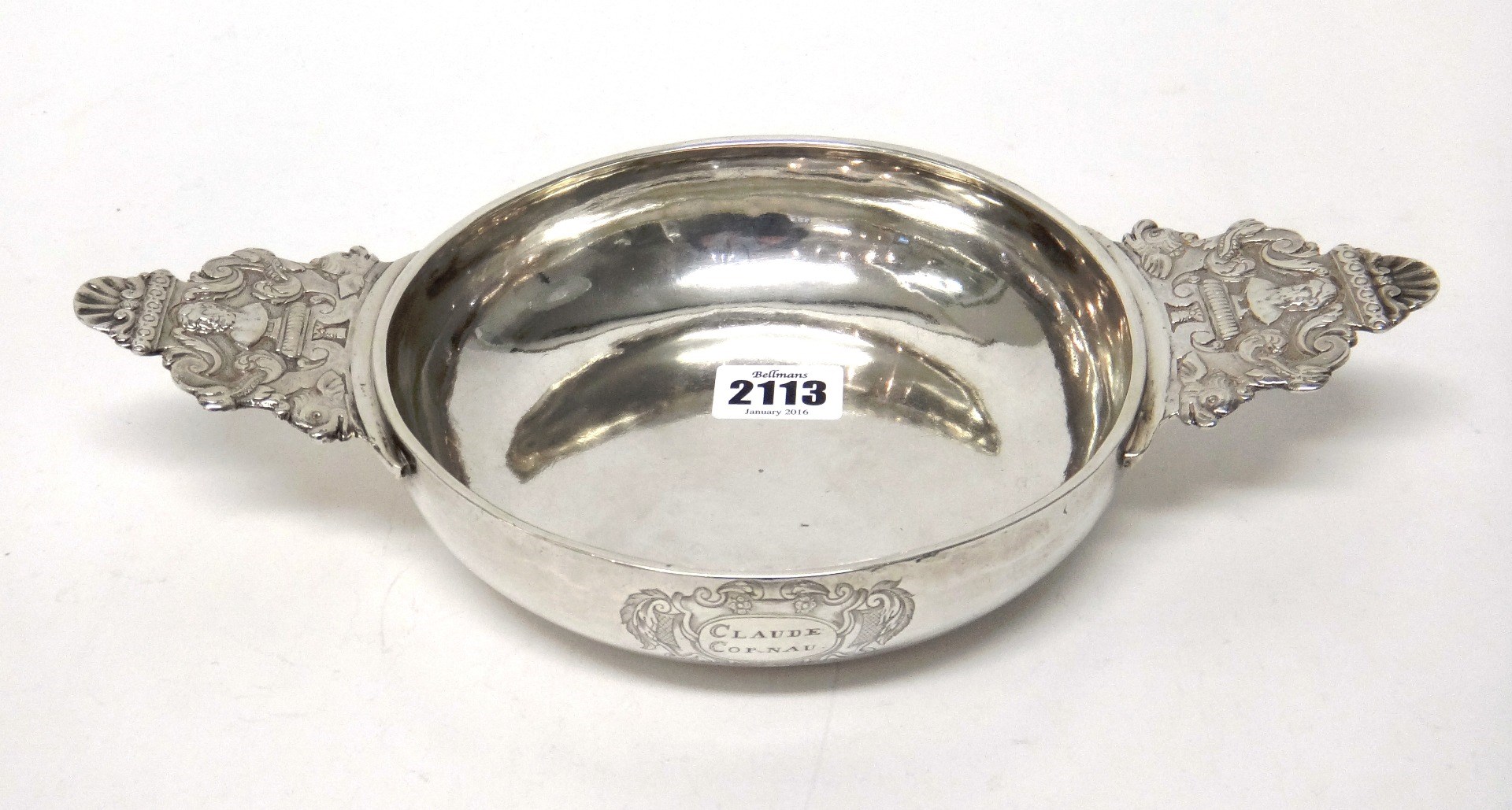 Appraisal: A French provincial silver ecuelle the bowl of circular form