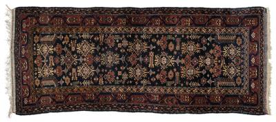 Appraisal: Lori gallery rug repeating geometric and floral designs on dark