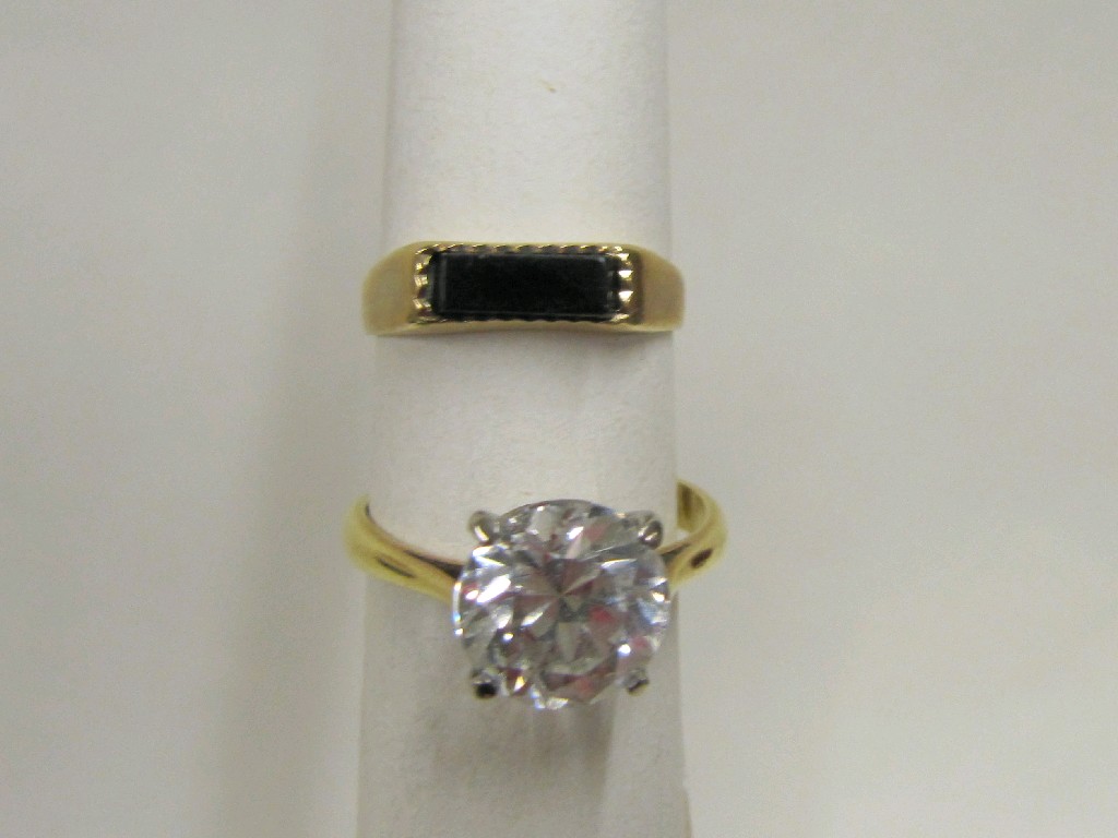 Appraisal: Lot comprising ct gold cz solitaire ring and a ct