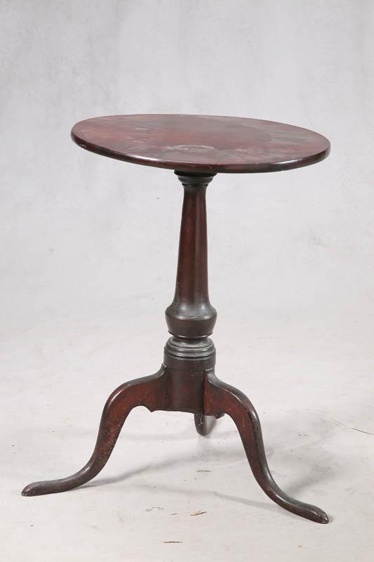 Appraisal: CANDLESTAND Oak round top stand with a turned base h