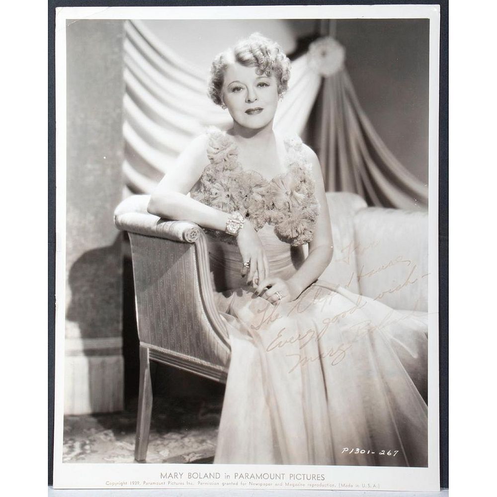 Appraisal: Mary Boland Original autographed inscribed photograph Size x Condition Showing