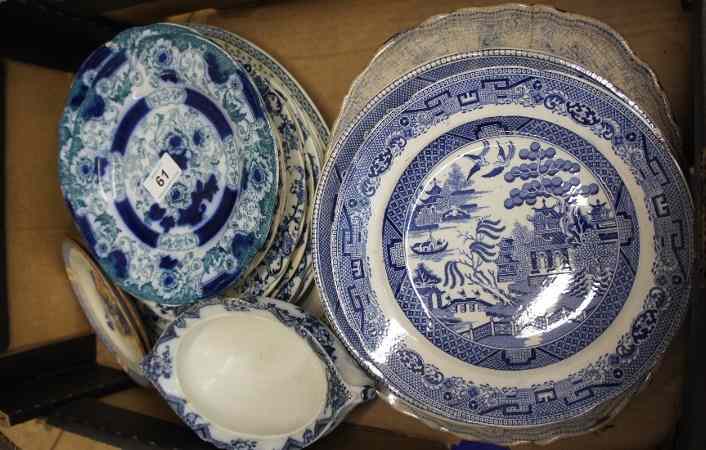 Appraisal: Tray including Blue Willow Woods and Sons Plates Servers Masons