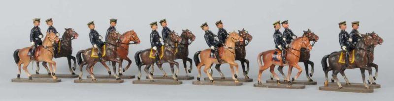 Appraisal: Lot of German Elastolin Policemen on Horses Description Policemen and