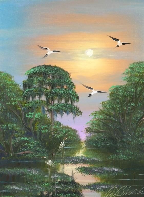 Appraisal: Al Black American b Florida Highwaymen painting of a wetland