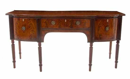 Appraisal: Regency style mahogany sideboard mid th century rectangular D-shaped top