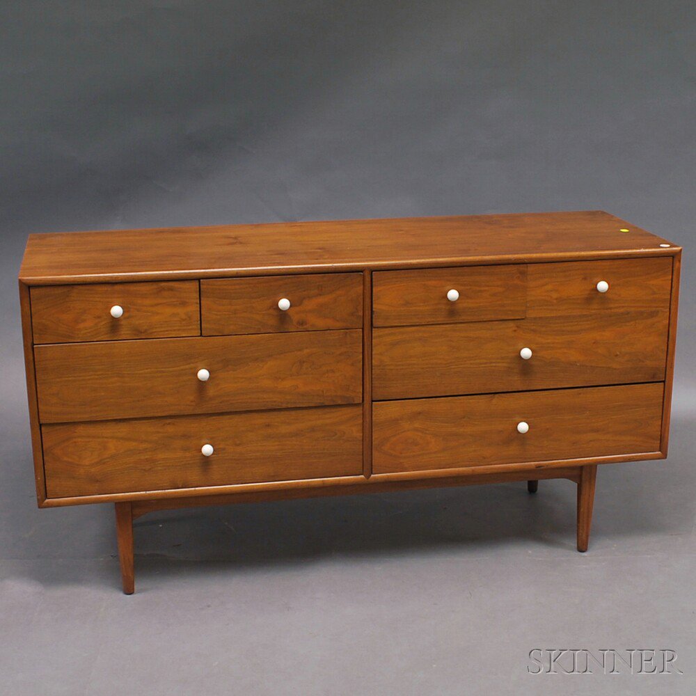 Appraisal: Drexel Mid-century Walnut Low Chest with four short drawers over