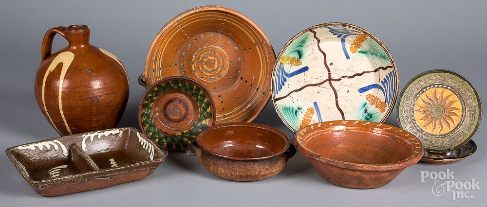 Appraisal: Group of Continental redware and earthenware Group of Continental redware