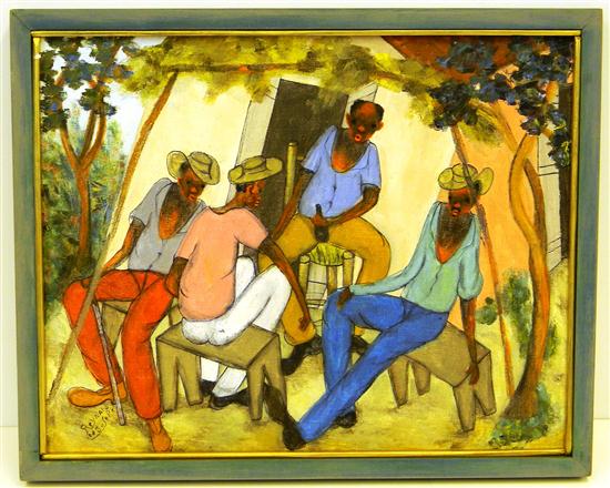 Appraisal: Reynald Joseph acrylic on canvas Four Men Drinking four seated