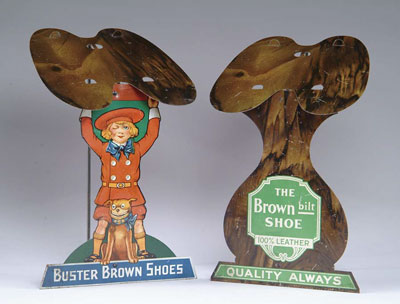 Appraisal: LOT OF TWO BUSTER BROWN SHOES TIN STORE DISPLAYS Seldom