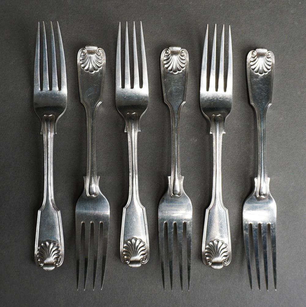 Appraisal: Six Victorian English Sterling Silver Shell-Back Luncheon Forks Elkington Co