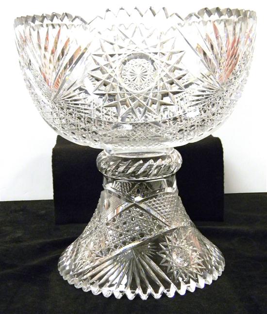 Appraisal: American brilliant cut glass punch bowl and stand chip on