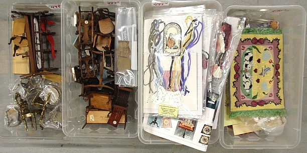 Appraisal: - Box lot of miniature scale needlework kits finished needleworks