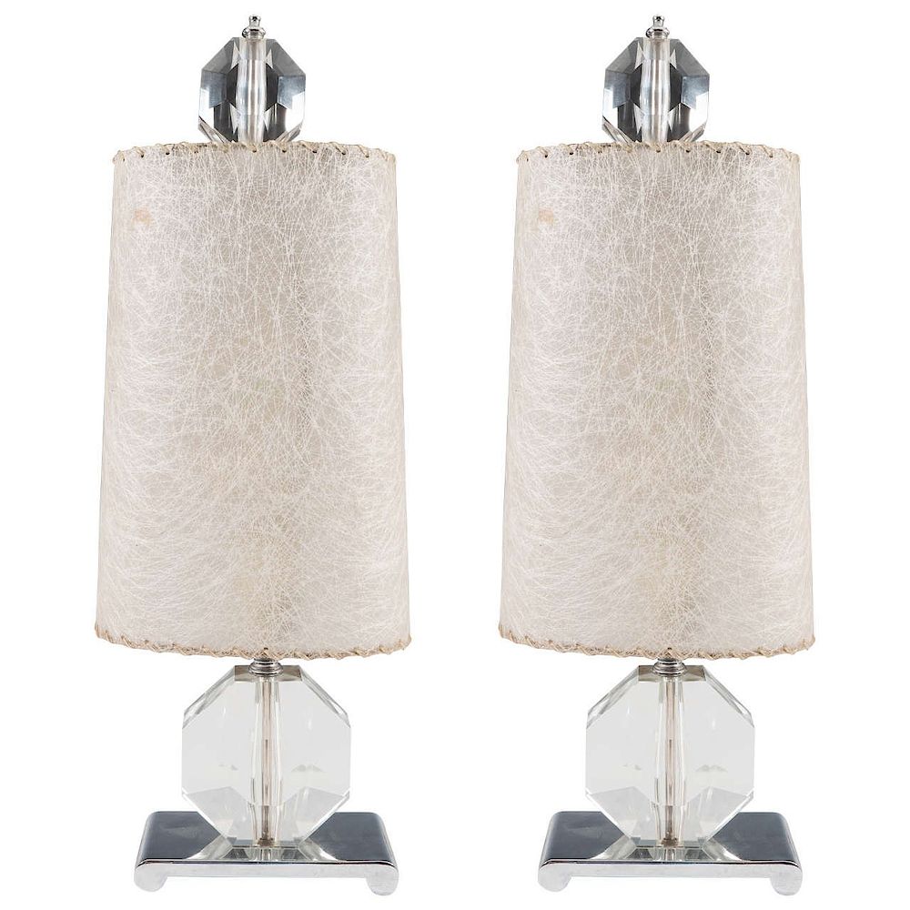 Appraisal: Mid-Century Modern Faceted Glass Table Lamps Pair Pair of mid-century