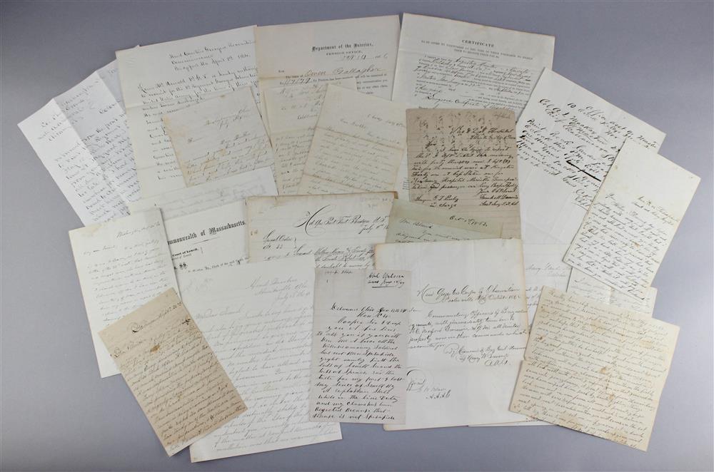 Appraisal: GROUP OF TWENTY-SIX CIVIL WAR DOCUMENTS - including letters to