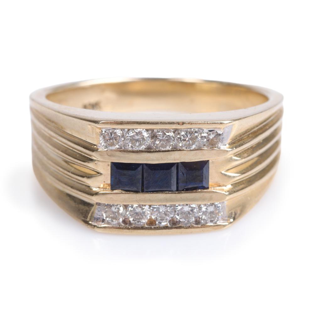 Appraisal: Streamline Art Deco K yellow gold diamond and dark blue