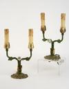 Appraisal: CANDELABRA - Pair of c - enamel decorated cast brass