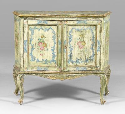 Appraisal: Venetian rococo style polychrome commode two serpentine paneled doors and