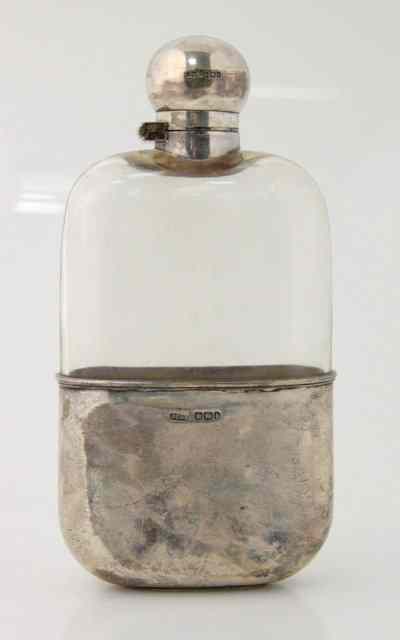 Appraisal: A silver mounted glass spirit flask James Dixon Sons Sheffield