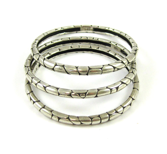 Appraisal: THREE JOHN HARDY STERLING SILVER KALI BANGLES with original box