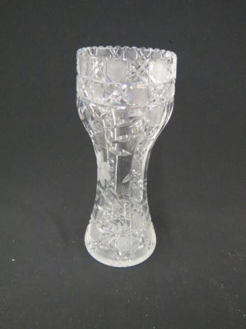 Appraisal: Cut Glass Vase floral and cane design corset shape excellent