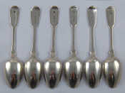 Appraisal: A set of six Victorian silver fiddle pattern dessertspoons William