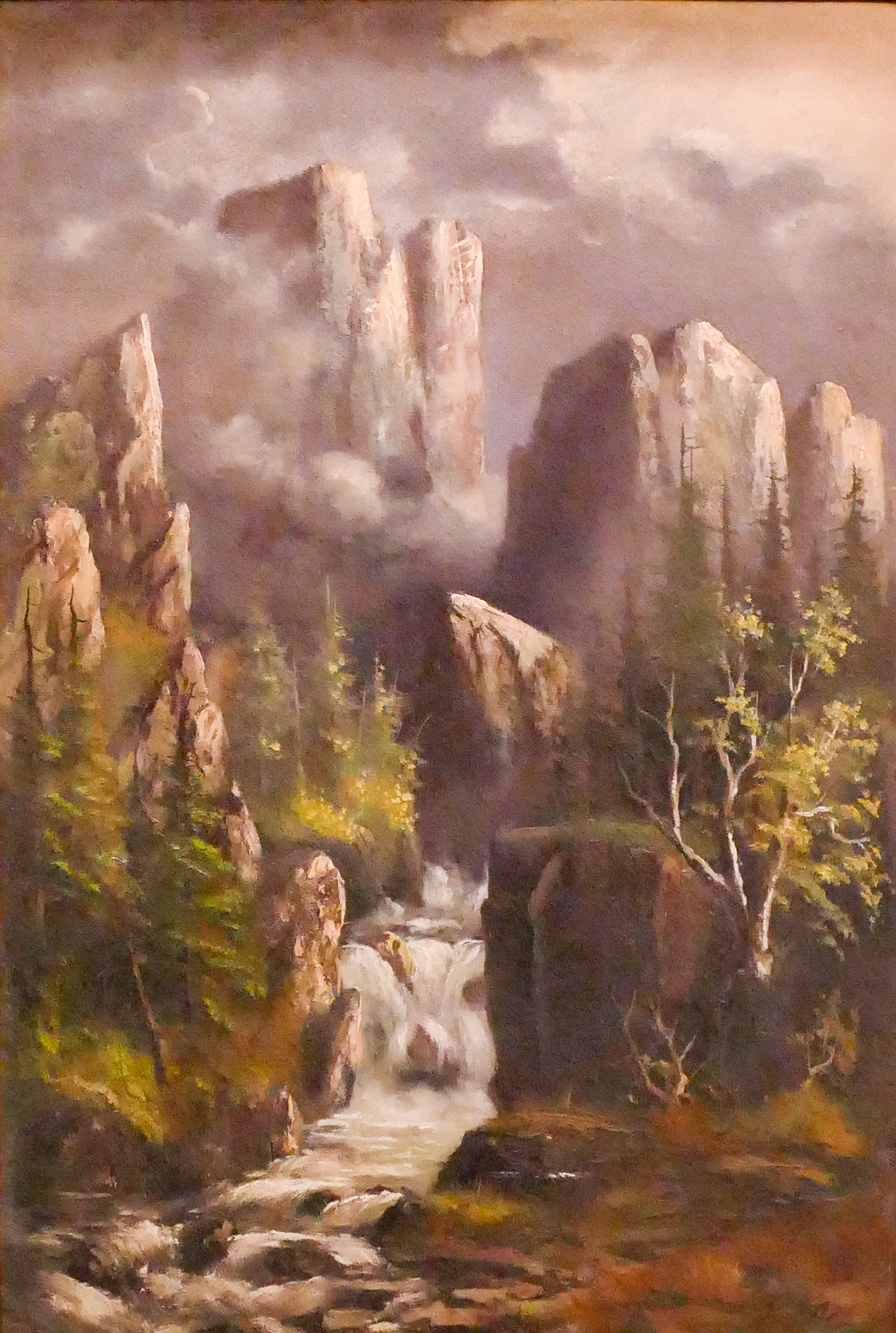 Appraisal: LeRoy Updyke Mountain Scene Oil Painting Framed- x ''