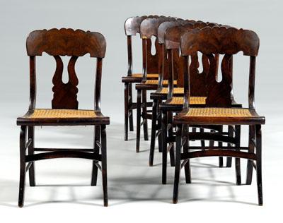 Appraisal: Set of six Kentucky side chairs cherry and mahogany veneer