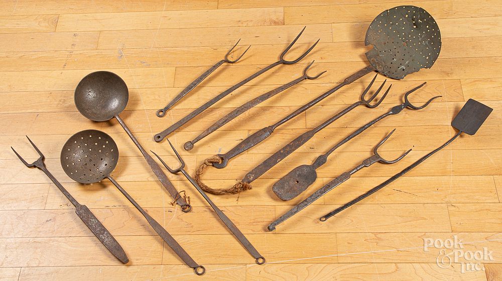 Appraisal: Group of wrought iron utensils Group of wrought iron utensils