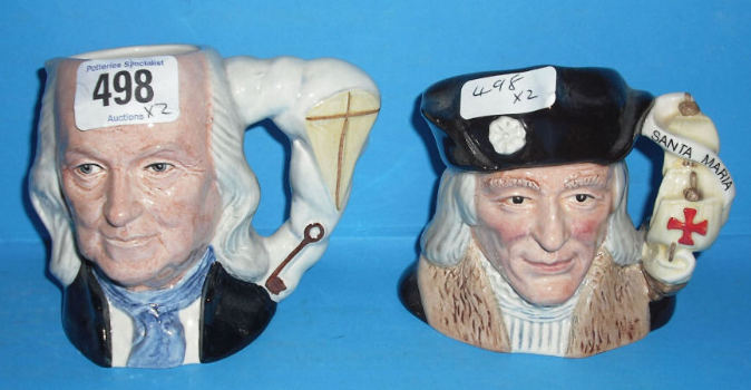 Appraisal: Royal Doulton small Character jugs Benjaminm Franklin D and Christopher