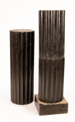 Appraisal: An ebonised plinth of fluted form and two further sections