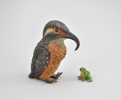 Appraisal: A Cold Painted Vienna Bronze Bird and a Tree Frog