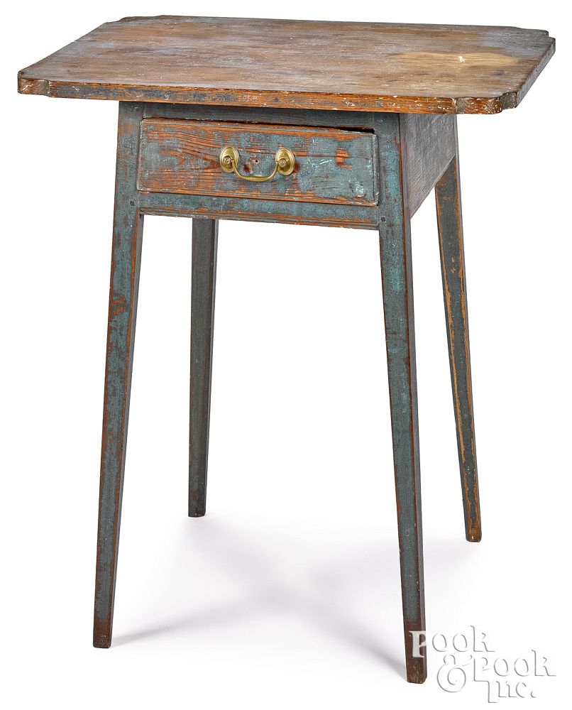 Appraisal: Southern painted hard pine one-drawer stand early Southern painted hard