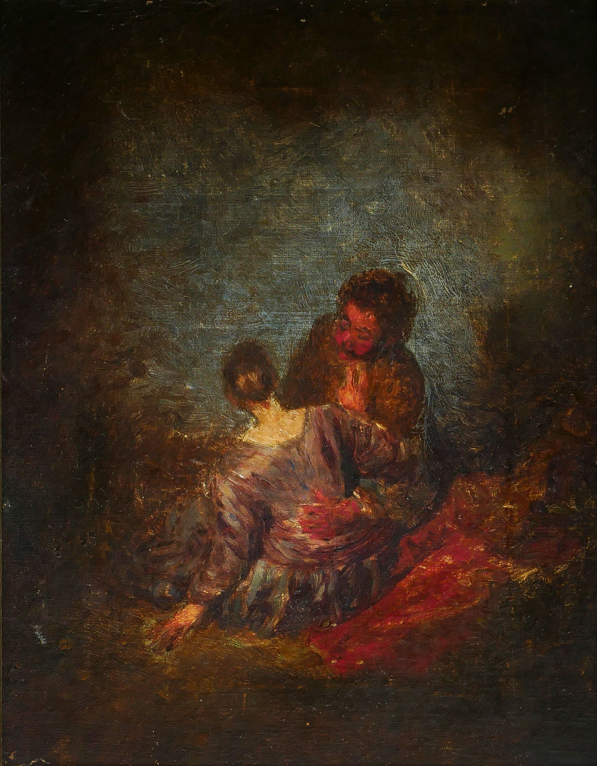 Appraisal: GOYA FRAGONARD EUROPEAN GENRE PAINTING CIRCA s Lovers in a