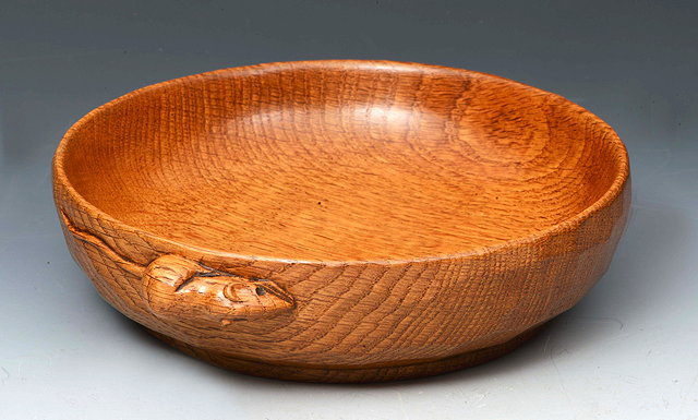 Appraisal: Robert Thompson of Kilburn British - A Mouseman oak bowl