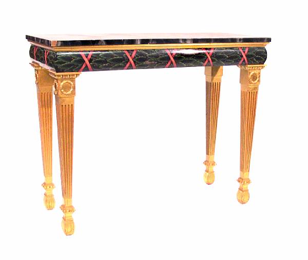 Appraisal: A faux bois and giltwood console table by Karges height