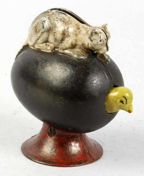 Appraisal: Cast Iron Tabby Bank Mechanical Bank Description Working Replaced chick