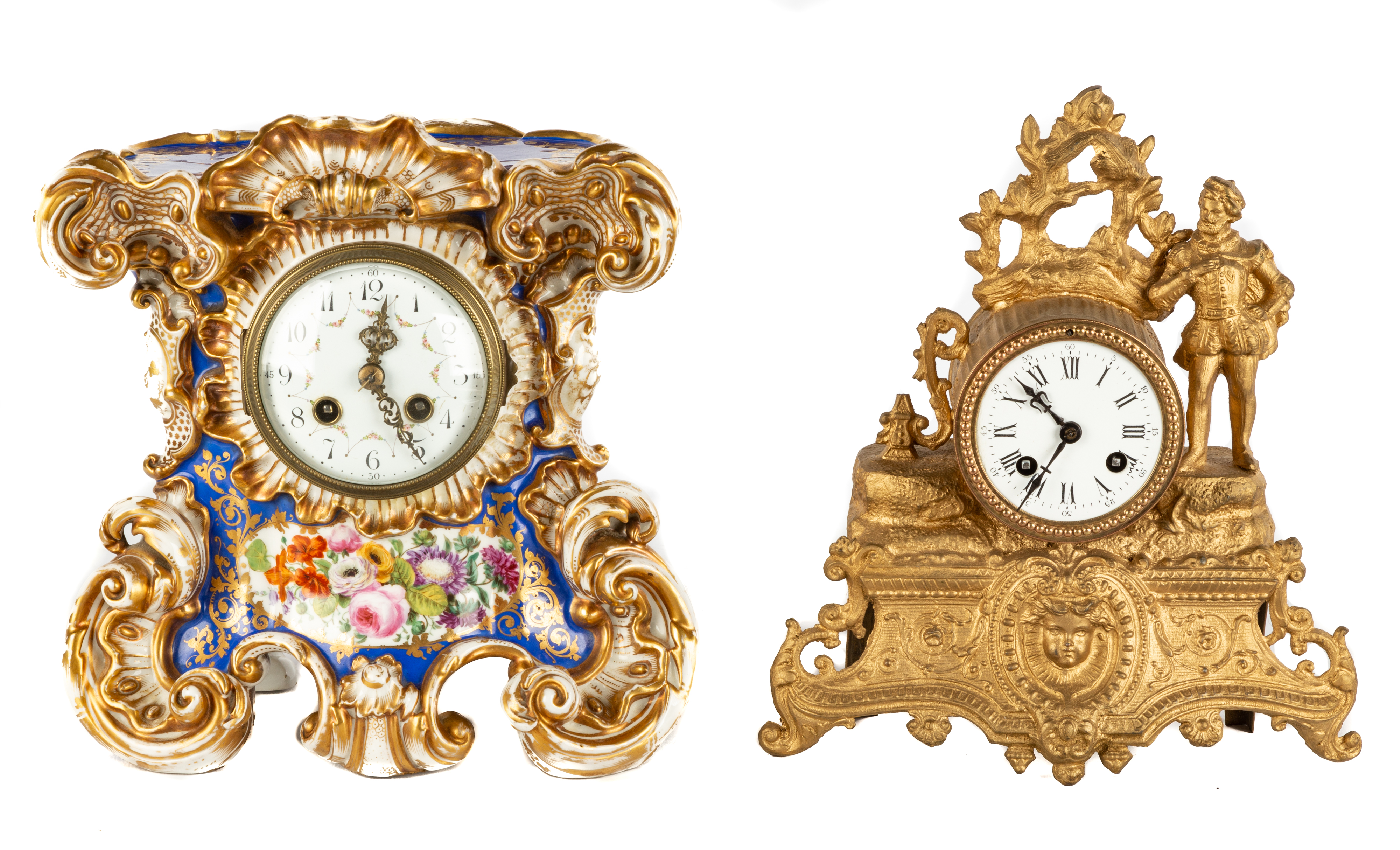 Appraisal: FRENCH SHELF CLOCKS th century Gilt metal and old Paris