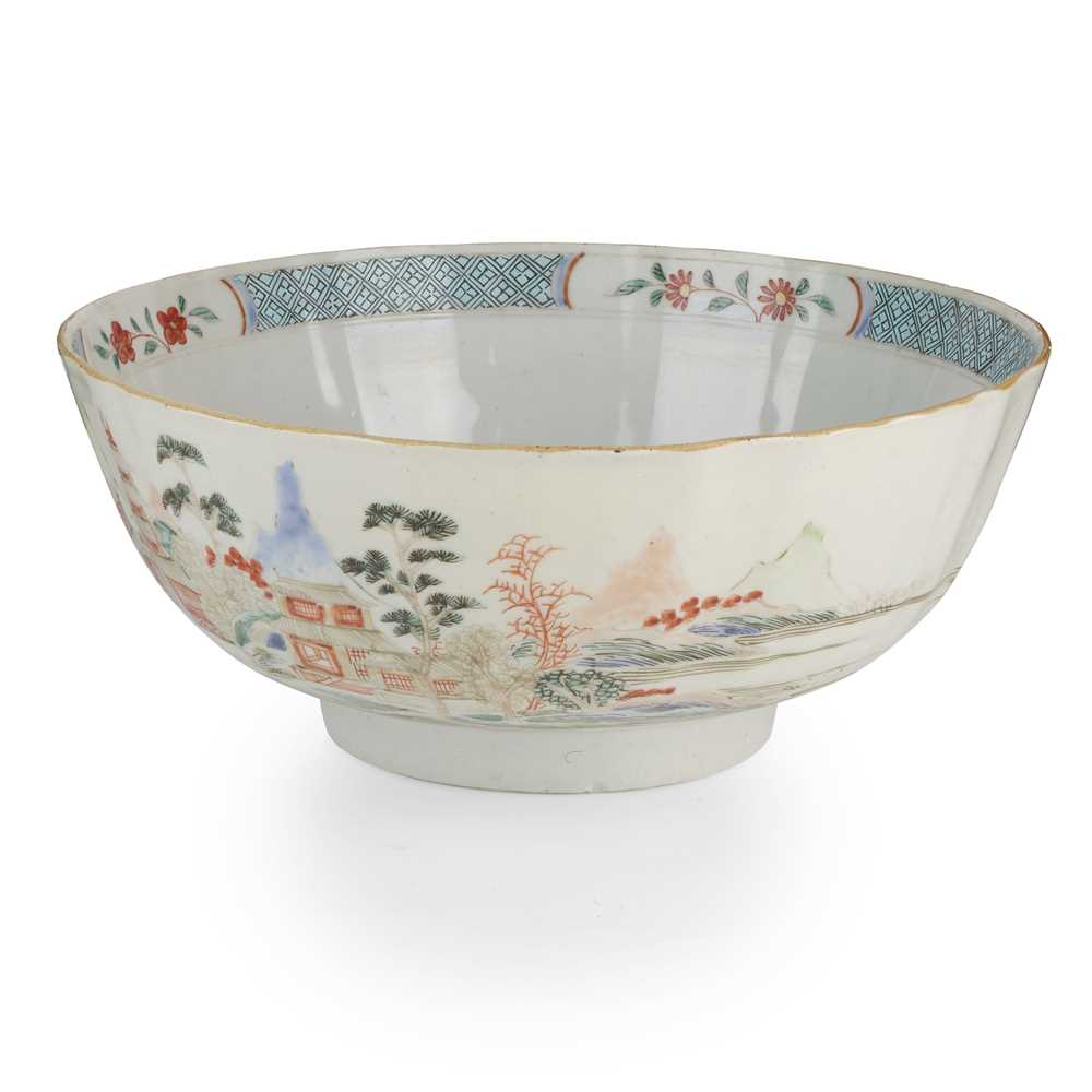 Appraisal: FAMILLE ROSE 'LANDSCAPE' PUNCH BOWL QING DYNASTY TH CENTURY the