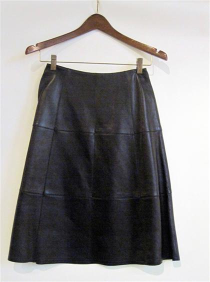 Appraisal: Lady's black lambskin leather skirt ChanelA-line skirt with black silk