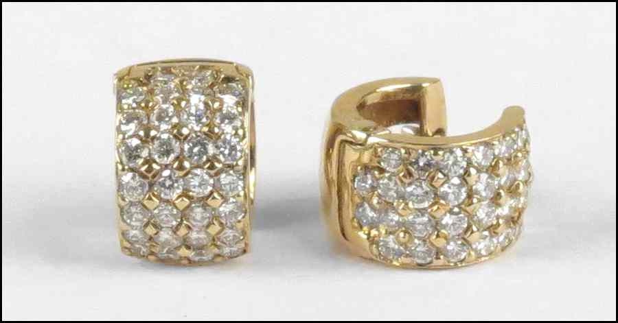 Appraisal: PAIR OF DIAMOND AND KARAT YELLOW GOLD EARRINGS Diamonds are