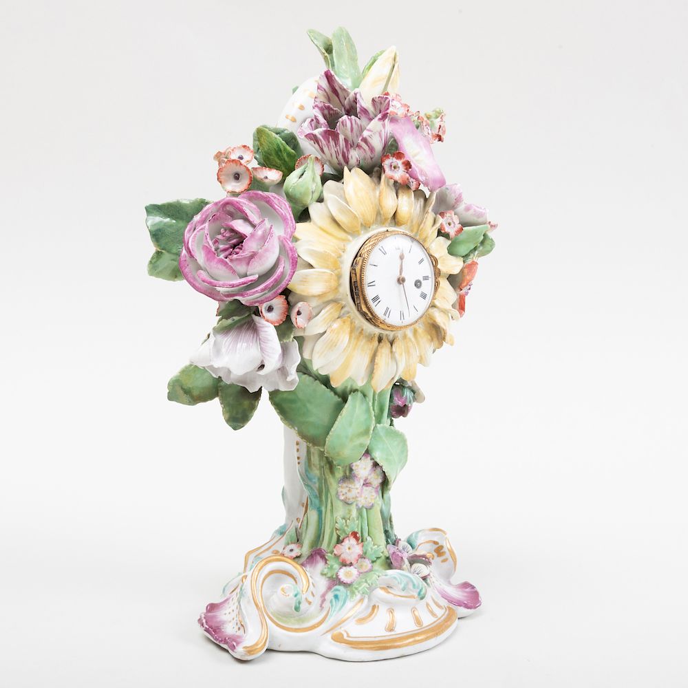 Appraisal: Chelsea Porcelain Sunflower Form Clock in high Condition Wear and