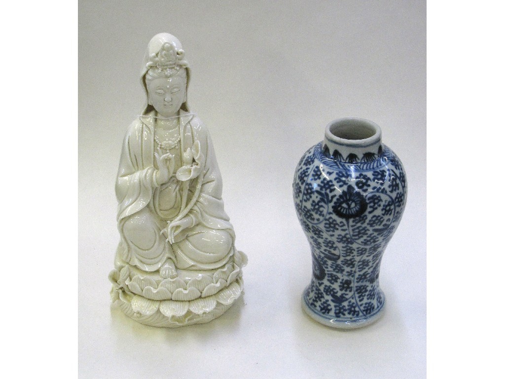 Appraisal: Blanc de chine figure of a goddess and an Oriental