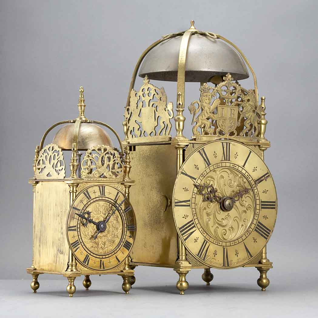 Appraisal: George I Brass Lantern Clock The brass chapter ring signed