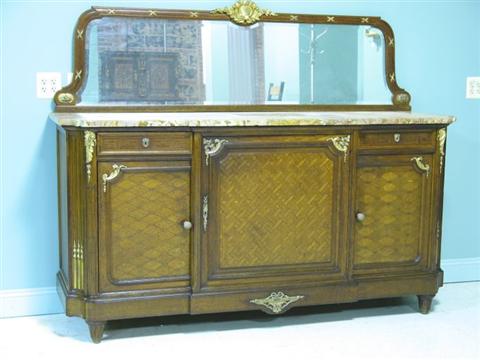 Appraisal: LOUIS XVI STYLE ORMOLU PARQUETRY CREDENZA Late th century signed