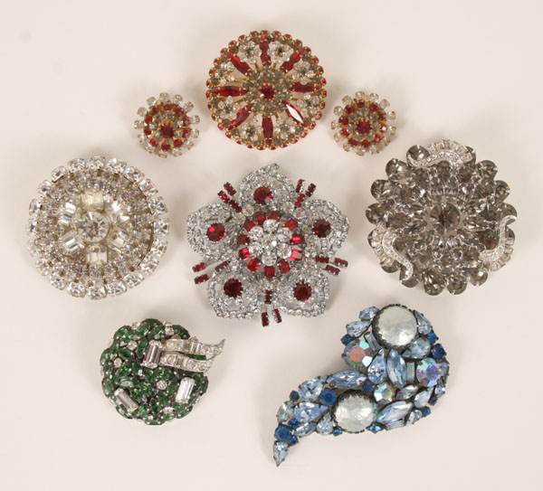 Appraisal: Austrian crystal and rhinestone vintage costume jewelry brooches pc assortment