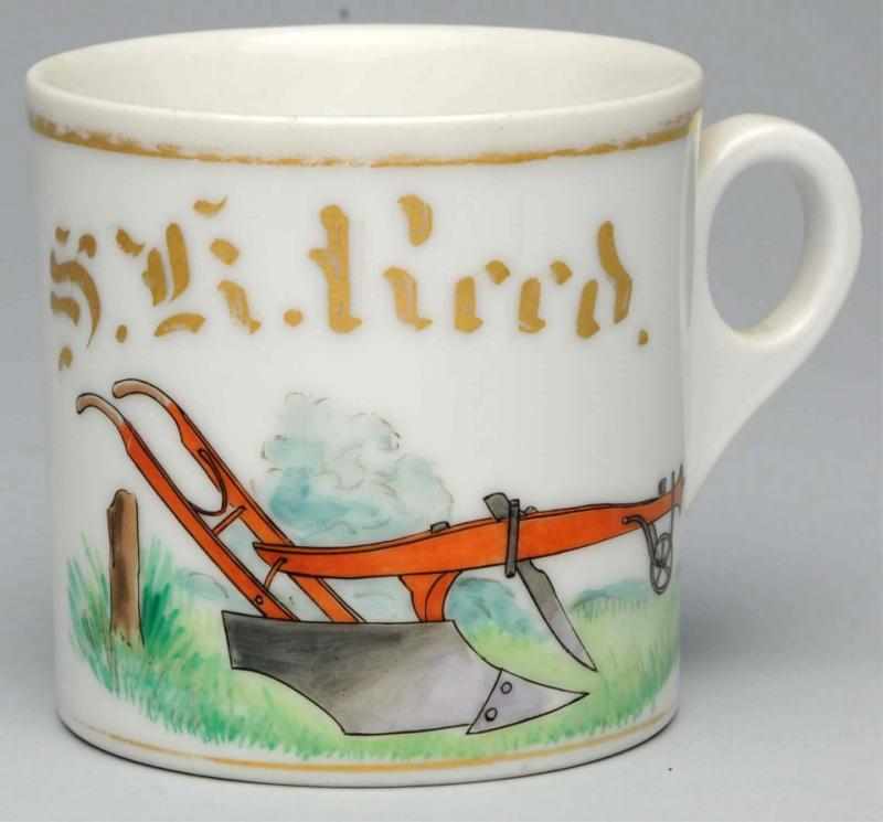 Appraisal: Plow Shaving Mug Gilt name S K Reed Nice image