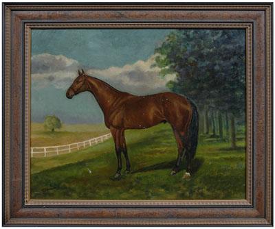 Appraisal: T F Emmons equestrian painting portrait of a horse in